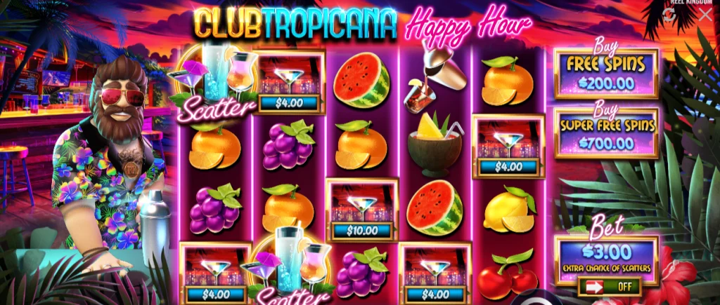 Club Tropicana Happy Hour slot by Pragmatic Play - Interface slot